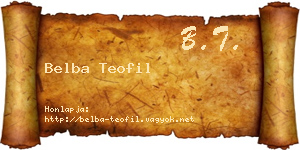 Belba Teofil névjegykártya